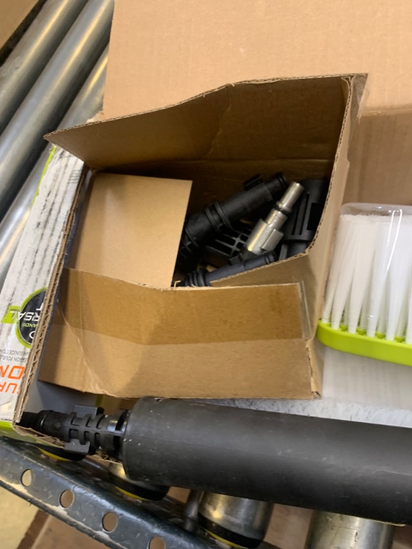 Photo 1 of Sun Joe SPX-ACS-MAX Auto Cleaning System for Most Pressure Washers, Includes Rotating Brush, Feather Brush, Wheel Brush, Turbo Nozzle, Cloths and Universal Adapters for Most Brands up to 3500-PSI --- Box Packaging Damaged, Moderate Use, Scratches and Scuf