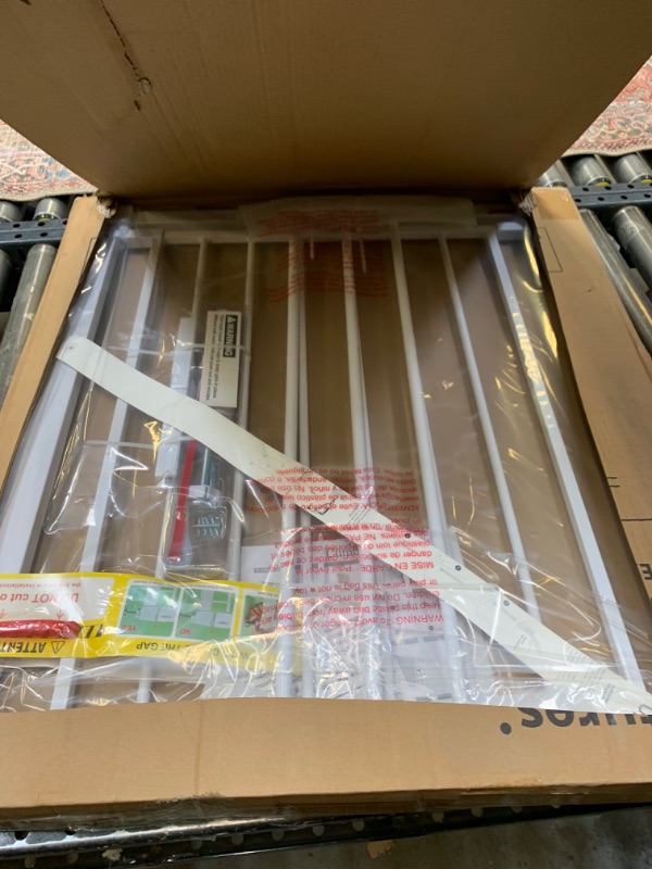 Photo 3 of Mom's Choice Awards Winner-Cumbor 29.5"-40.6" Width Pressure or Hardware Mounted Auto Close Safety Baby Gate, Durable Extra Wide Dog Gate for Stairs, Doorways, Easy Walk Thru Pet Gate for House 30.5" Tall White --- Box Packaging Damaged, Item is New
