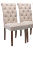 Photo 1 of COLAMY Tufted Dining Chairs Set of 2, Accent Parsons Diner Chairs Upholstered Fabric Dining Room Chairs Side Chair Stylish Kitchen Chairs with Solid Wood Legs and Padded Seat - Beige Beige set of 2