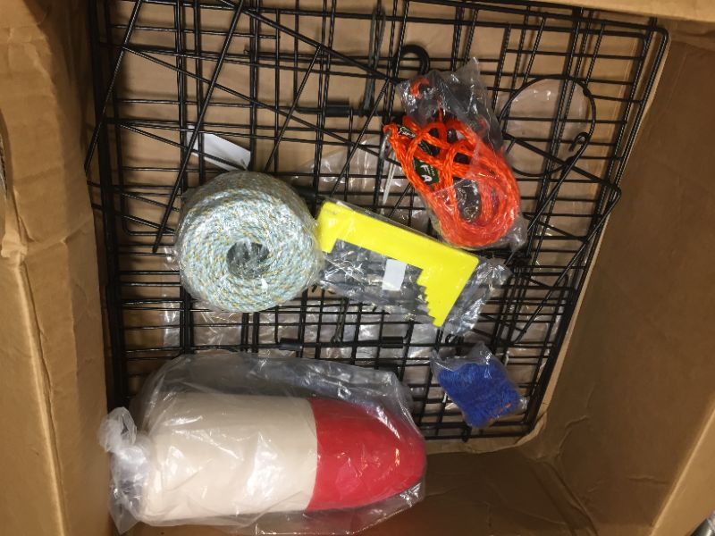 Photo 2 of 1-Pack of KUFA Vinyl Coated Crab Trap & Accessory kit Including 100' Rope, Caliper, Harness, Bait Bag & Red/White Float 6"x14" Float 1/4" Lead Core Rope