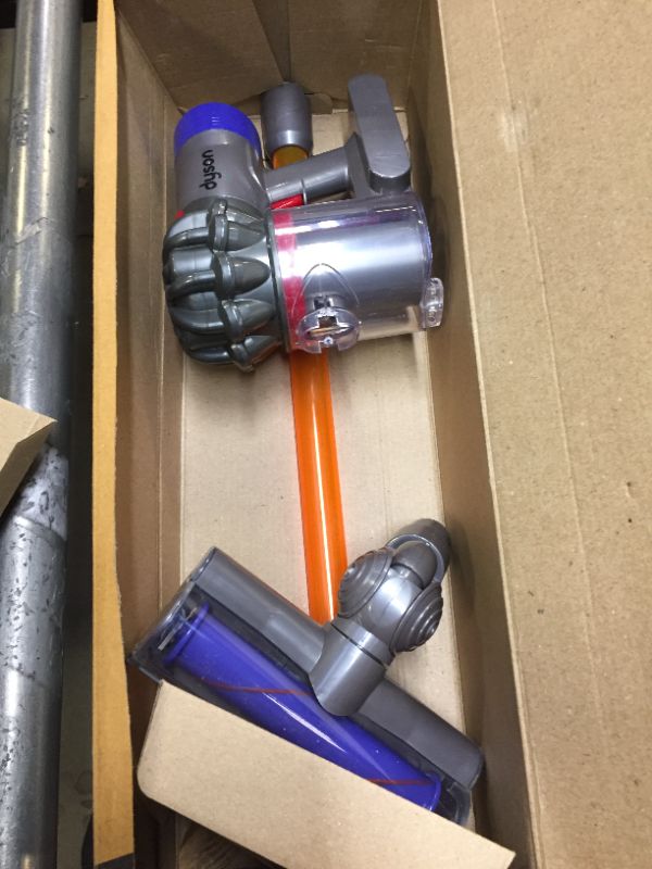 Photo 2 of Casdon Little Helper Dyson Cord-Free Vacuum Cleaner Toy, Grey, Orange and Purple (68702) 