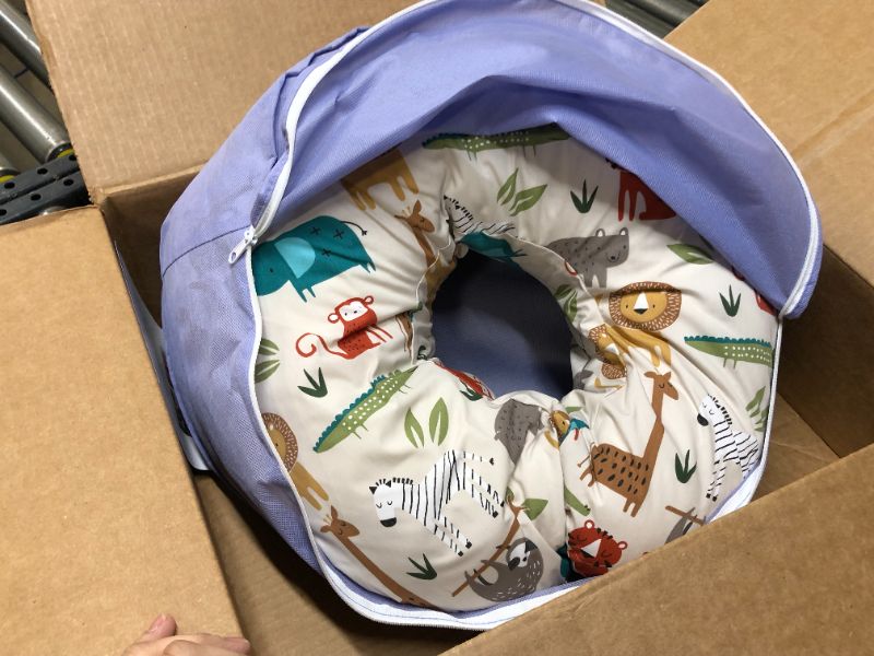 Photo 2 of Boppy Nursing Pillow and Positioner—Original | Neutral Jungle Colors with Animals | Breastfeeding, Bottle Feeding, Baby Support | With Removable Cotton Blend Cover | Awake-Time Support