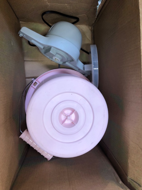 Photo 2 of Nostalgia Electric Ice Cream Maker, 4 Quarts, Soft Serve Machine with Easy-Carry Handle for Ice Cream, Frozen Yogurt or Gelato, Pink Pink Ice Cream Maker -- Metal item is worn, Motor works 