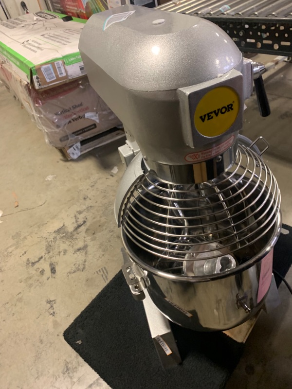 Photo 7 of VEVOR Commercial Food Mixer, 15Qt Commercial Mixer with Timing Function, 500W Stainless Steel Bowl Heavy Duty Electric Food Mixer Commercial with 3 Speeds Adjustable 113/184/341 RPM, Dough Hook Whisk Beater Included, Perfect for Bakery Pizzeria --- No Box