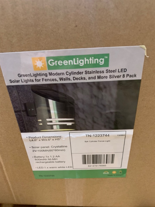 Photo 3 of 3 Box Bundle --  GreenLighting Solar Fence Lights - Stainless Steel Solar Outdoor Lights for Fence, Patio, Stairs, Deck - Waterproof, Solar Powered - Cylinder Solar Step Lights (8 pack in a box)
