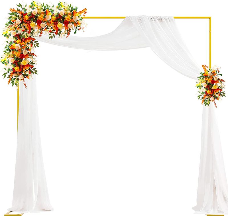 Photo 1 of Backdrop Stand Heavy Duty 10x10 FT Pipe and Drape Backdrop Kit Gold Portable Adjustable Square Metal Arch Stand Frame for Parties Wedding Photo Booth Background Decoration --- Box Packaging Damaged, Item is New

