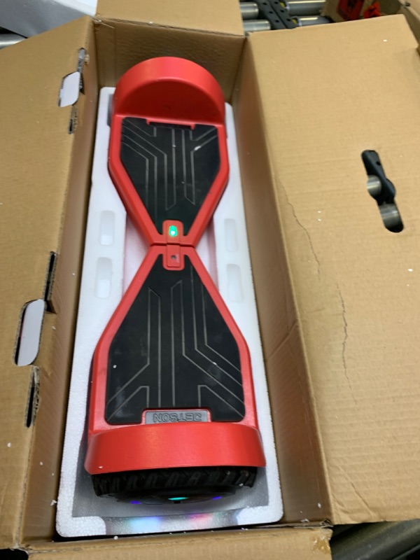 Photo 3 of Jetson All Terrain Light Up Self Balancing Hoverboard with Anti-Slip Grip Pads, for riders up to 220lbs Red --- Box Packaging Damaged, Moderate Use, Scratches and Scuffs on Plastic,  Missing Charger
