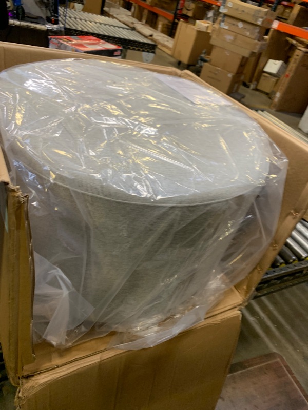 Photo 1 of Babyletto Tuba Gliding Ottoman in Performance Grey Eco-Weave with Silver Base, Water Repellent & Stain Resistant, Greenguard Gold and CertiPUR-US Certified --- Box Packaging Damaged, Item is New
