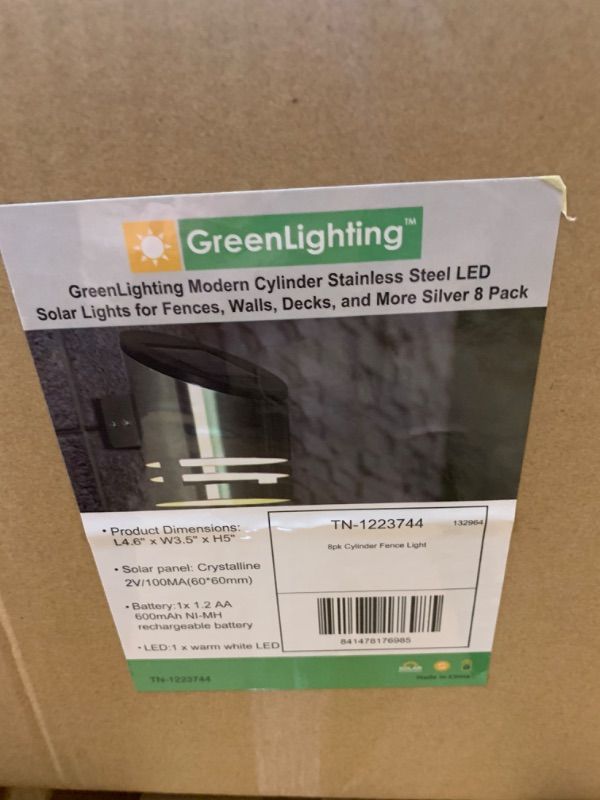 Photo 4 of 3 Box Bundle --  GreenLighting Solar Fence Lights - Stainless Steel Solar Outdoor Lights for Fence, Patio, Stairs, Deck - Waterproof, Solar Powered - Cylinder Solar Step Lights (8 pack in a box)
