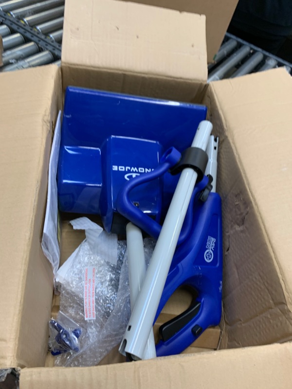 Photo 3 of 11 in. 24-Volt Cordless Snow Shovel Kit with 5.0 Ah Battery + Charger --- Box Packaging Damaged, Moderate Use, Missing some Hardware , Minor Scratches to Plastic,Charger Pins are Broken