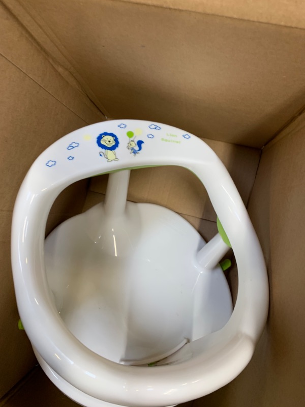 Photo 6 of Newborn Infant Baby Bath Seat, Non-Slip Infants Baby Bath Chair for Bathtub, Cute Shape Baby Shower Chairs for Tub Sitting up, Surround Bathroom Seats for Baby 6-18 Months (Pure White) --- Box Packaging Damaged, Moderate Use, Scratches and Scuffs on Plast