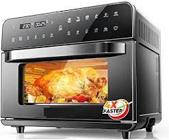 Photo 1 of 1800W Air Fryer Oven Rotisserie Dehydrator 25L/26.3QT LED Large Capacity Chicken Frying Oven Multifunction Smart Air Oven ) --- Box Packaging Damaged, Moderate Use, Scratches and Scuffs on Metal

