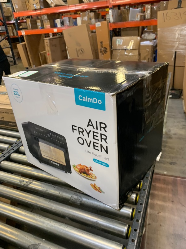 Photo 2 of 1800W Air Fryer Oven Rotisserie Dehydrator 25L/26.3QT LED Large Capacity Chicken Frying Oven Multifunction Smart Air Oven ) --- Box Packaging Damaged, Moderate Use, Scratches and Scuffs on Metal

