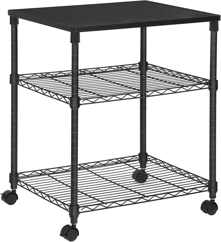 Photo 1 of SONGMICS Printer Stand, 3-Tier Metal Printer Cart with Wheels, Printer Table with 2 Height-Adjustable Storage Shelves, for Home Office, 22 x 18.1 x 26.8...
