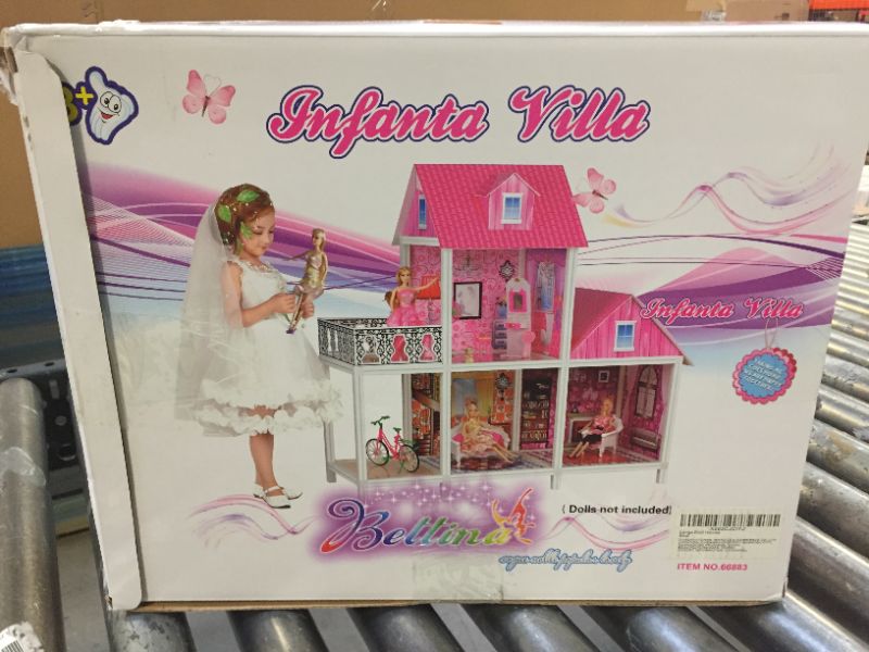 Photo 5 of 39'' Large Plastic Dollhouse with Big Furniture Kits, Doll House Dreamhouse Playhouse 