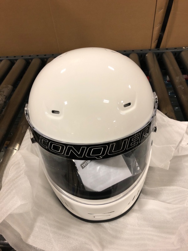 Photo 2 of Conquer Snell SA2020 Full Face Auto Racing Helmet X-Large White