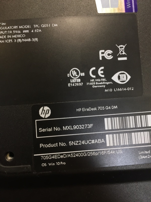 Photo 3 of HP 2019 EliteDesk 705 G4 Lightweight Mini Desktop Computer: AMD Quad-Core Ryzen 5 Pro 2400GE up to 3.8GHz/ 8GB DDR4 RAM/ 256GB PCIe SSD/ 802.11ac WiFi/Bluetooth 5.0/ Type-C/Windows 10 Professional