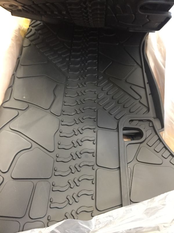 Photo 1 of KIWI MASTER Floor Mats & Cargo Liner Compatible for 2014-2018 Jeep Wrangler JK All Weather Custom Fit Liners - Only Fit Models Without Factory Subwoofer 82213860 82213184 Floor & Cargo Mats for JK 4-Door without Subwoofer 4 PCS