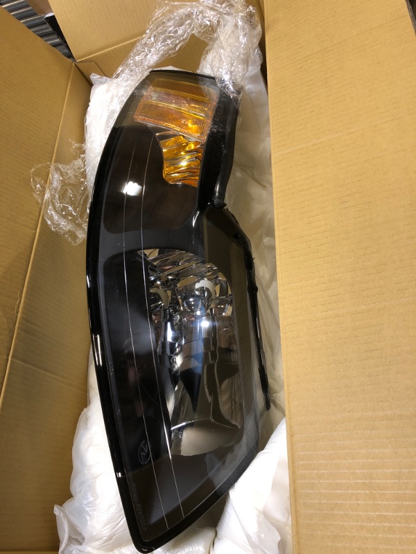 Photo 2 of AS AUTOLIGHTS 1999-2004 Ford Mustang Headlight Assembly Replacement for 1999-2004 Ford Mustang with Black Housing Amber Reflector Clear Lens Driver and Passenger Side