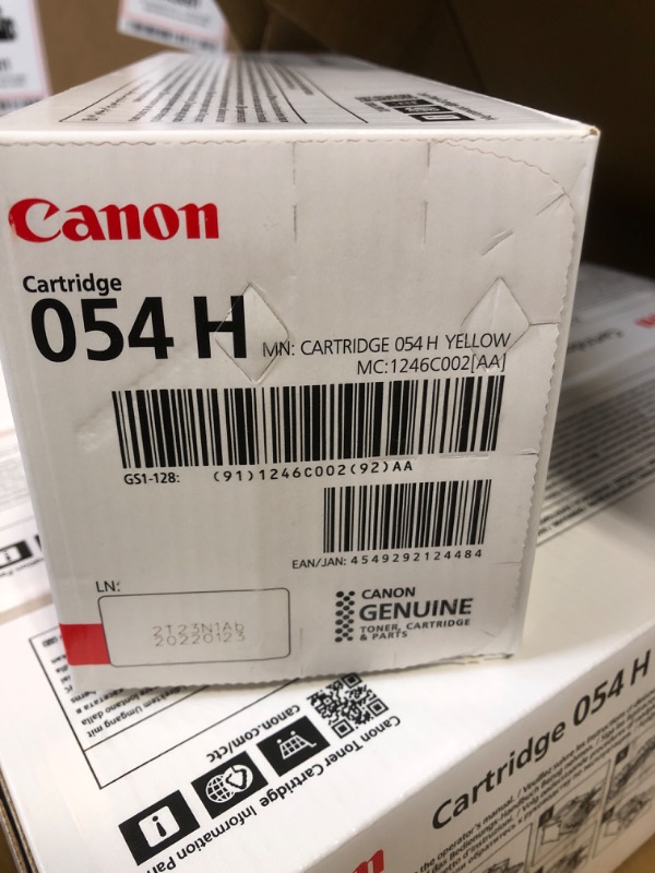 Photo 4 of Canon CRG 054 High Yield Toner Cartridge for LBP622 & MF644, Bundle with Black 3100 Pages Yield/Cyan 2300 Pages Yield/Magenta 2300 Pages Yield/Yellow 2300 Pages Yield -- BOXES ARE FACTORY SEALED CLOSED 