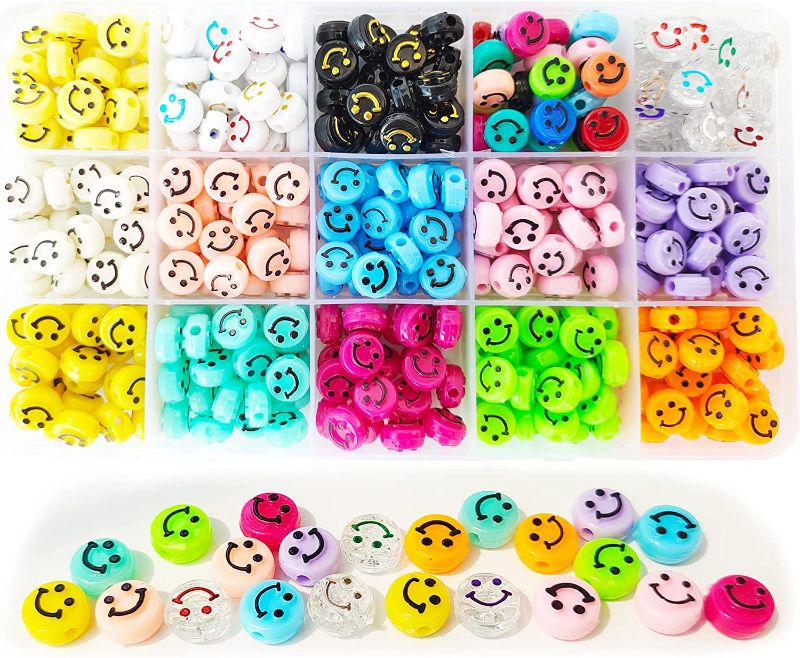 Photo 1 of 375pcs Smiley Face Beads -- NEW FACTORY SEALED 
