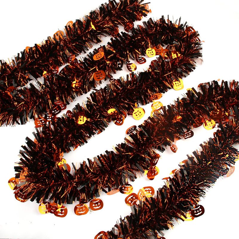 Photo 1 of  33FT Halloween, Pumpkin Metallic Hanging Garland Copper & Black 2 PACK -- FACTORY SEALED 
