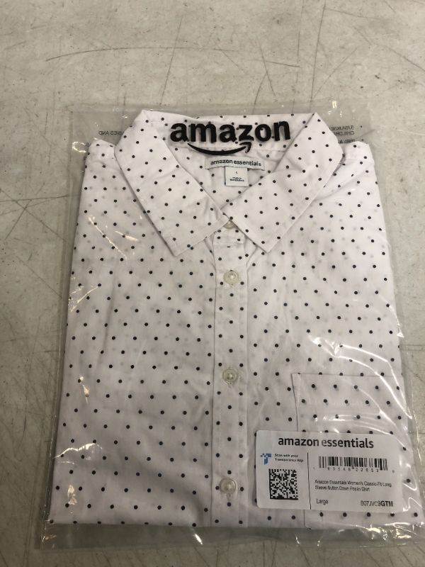 Photo 2 of Amazon Essentials Women's Classic-Fit Long-Sleeve Button-Down Poplin Shirt SIZE L NEW / UNOPENED 
