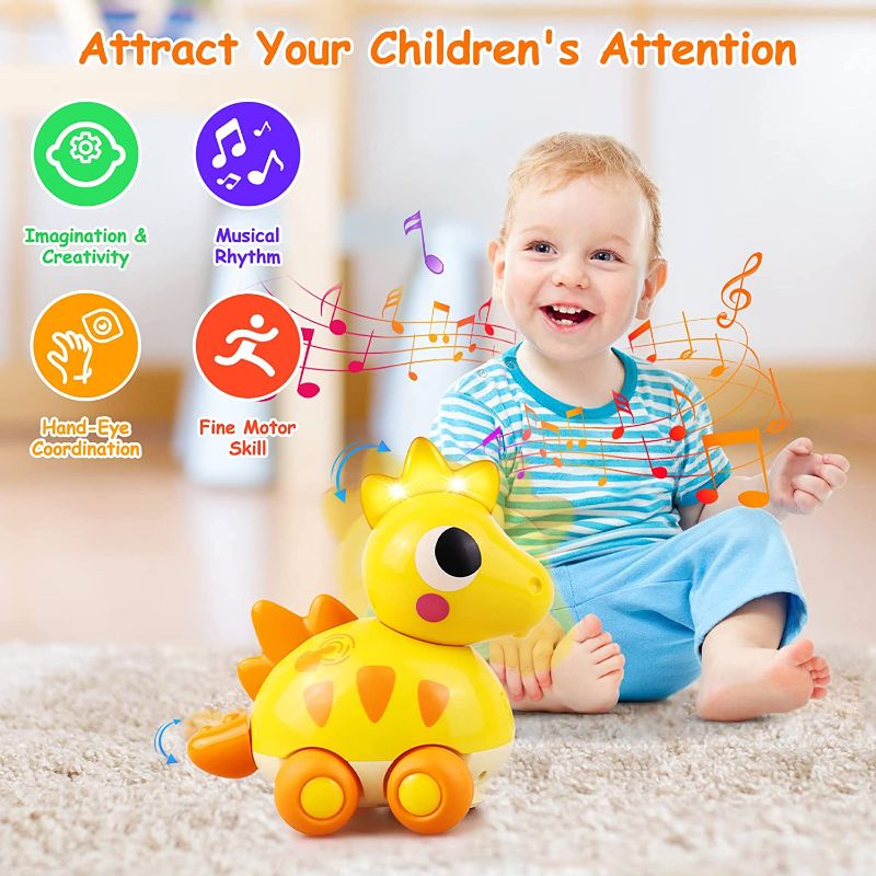 Photo 1 of Crawling Baby Toys 18 Months, Music Dinosaur Touch & Go Toys with Light and Sound for Toddler Kids 18M, Educational 18-24 Months Infant Boys Girls Learning Car Toy Gift