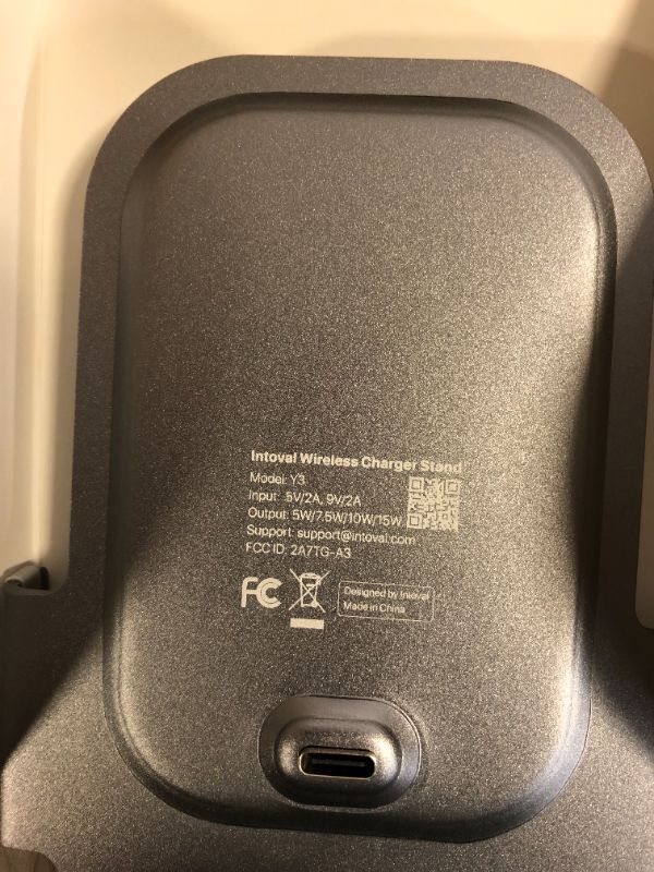 Photo 1 of Intoval Fast Wireless Charger Stand, for iPhone 14/14 Pro/14 Pro Max/13/12/SE/11/XS/XR/X Samsung Galaxy S22/S21/S20/S10/S9/S8/Note 20 Ultra/10/9 and Other Wireless Charging Phones(Y3,Grey)
