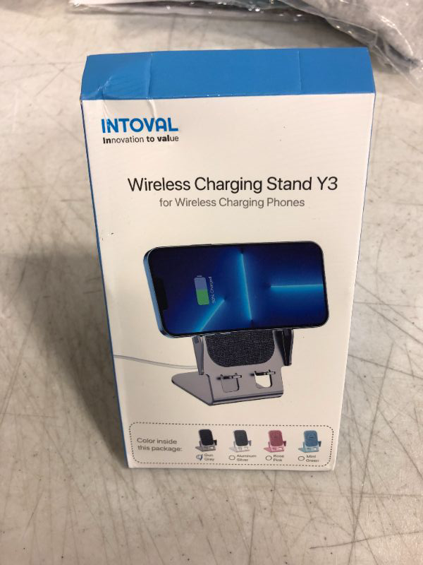 Photo 1 of Intoval Fast Wireless Charger Stand, for iPhone 14/14 Pro/14 Pro Max/13/12/SE/11/XS/XR/X Samsung Galaxy S22/S21/S20/S10/S9/S8/Note 20 Ultra/10/9 and Other Wireless Charging Phones(Y3,Grey)
