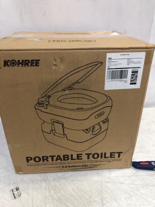 Photo 2 of Kohree Portable Toilet Camping Porta Potty, 5.8 Gallon Waste Tank, Indoor Outdoor Toilet with CHH Piston Pump and Level Indicator, Leak-Proof Cassette Toilet for RV Travel, Boat and Trips.
---- new, factory sealed, opened to ensure quality, box is slightl