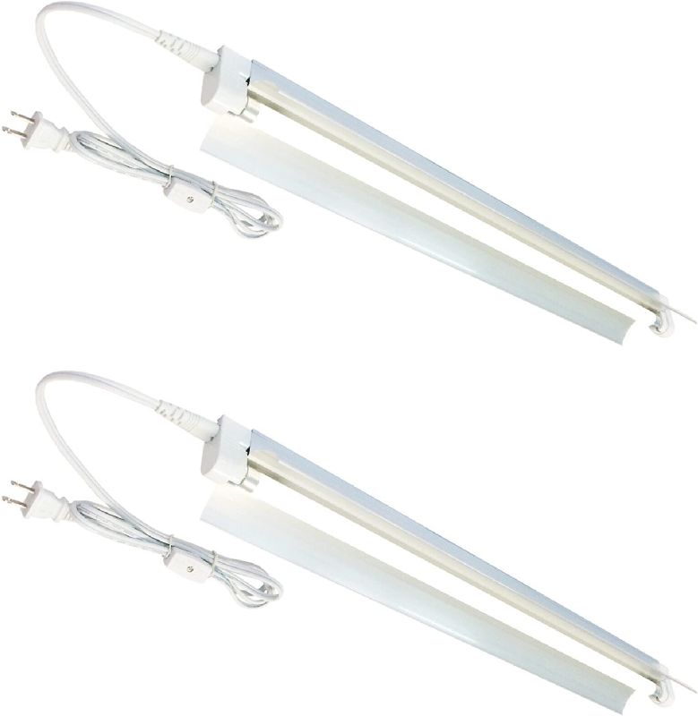 Photo 1 of 2-Pack T5 HO Grow Light - 1 Bulb Light System - Fluorescent Hydroponic Indoor Fixture Bloom Veg Daisy Chain with Bulbs (2 Foot & w/ Reflector (DL8021R 2pack), Cool White | Vegetative)
