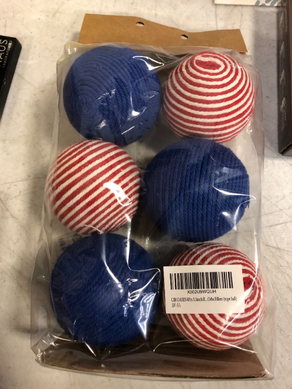 Photo 2 of 6Pcs 3.5inch Red White Blue Decorative Balls Rope Balls - FACTORY SEALED 
