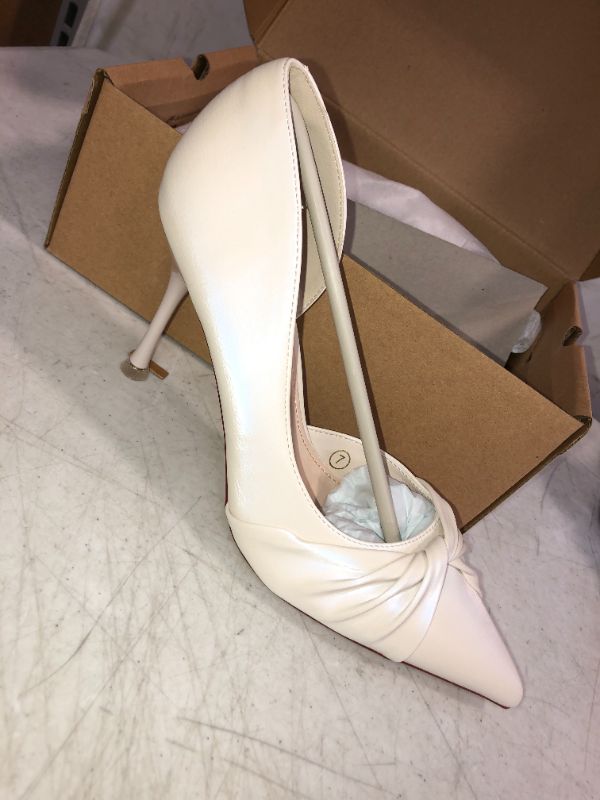 Photo 1 of  Women's Closed Pointed Toe Bowknot Pumps High Stiletto Side Cut Out Heels Twist Knot Pearlescent Wedding Shoes 7
