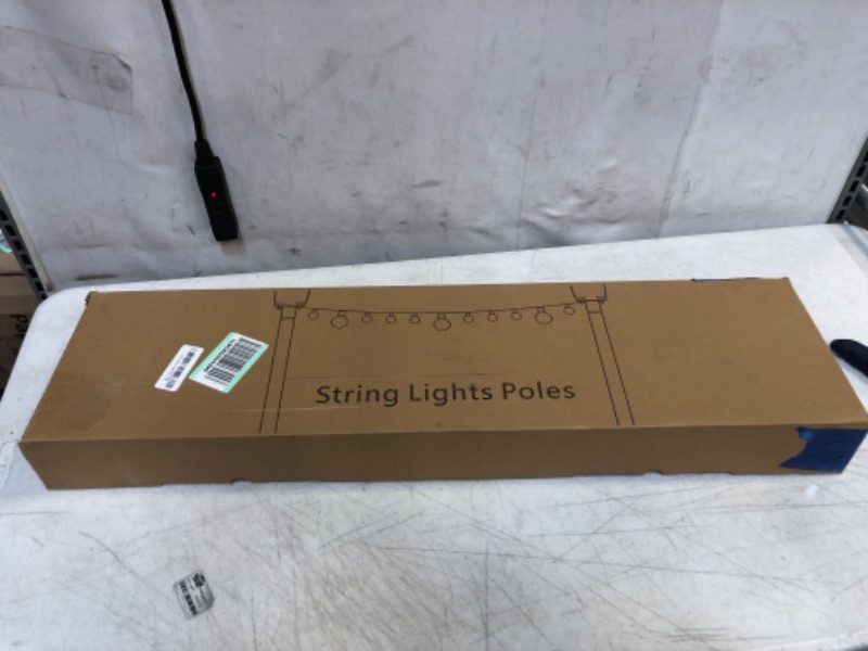 Photo 2 of Beizelte String Light Pole 10ft,Metal Light Poles for Outdoor String Lights - Outdoor String Light Poles with Fork,Patio Light Poles Stand for Outside Deck,Garden,Backyard,Parties,Wedding(2 Pack)
