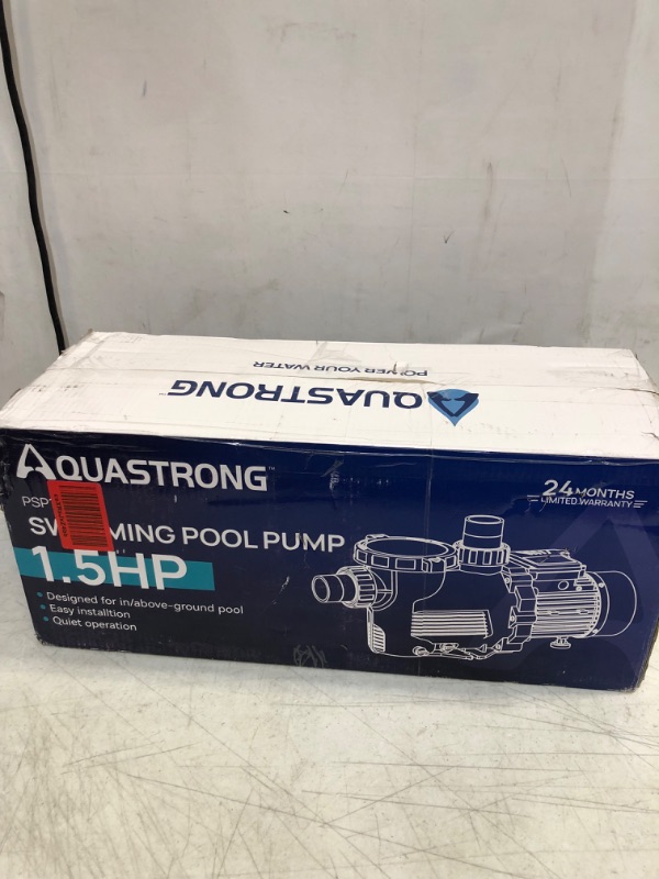 Photo 2 of Aquastrong 1.5 HP In/Above Ground Single Speed Pool Pump, 115V, 8100GPH, High Flow, Powerful Self Primming Swimming Pool Pumps with Filter Basket
