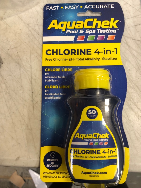 Photo 2 of AquaChek Yellow 4-Way Pool and Spa Test Strips - 50 Yellow Test Strips - Swimming Pool Test Strips For pH, Free Chlorine, Total Alkalinity, and Cyanuric Acid - Quick and Accurate Results - Testing Kit
