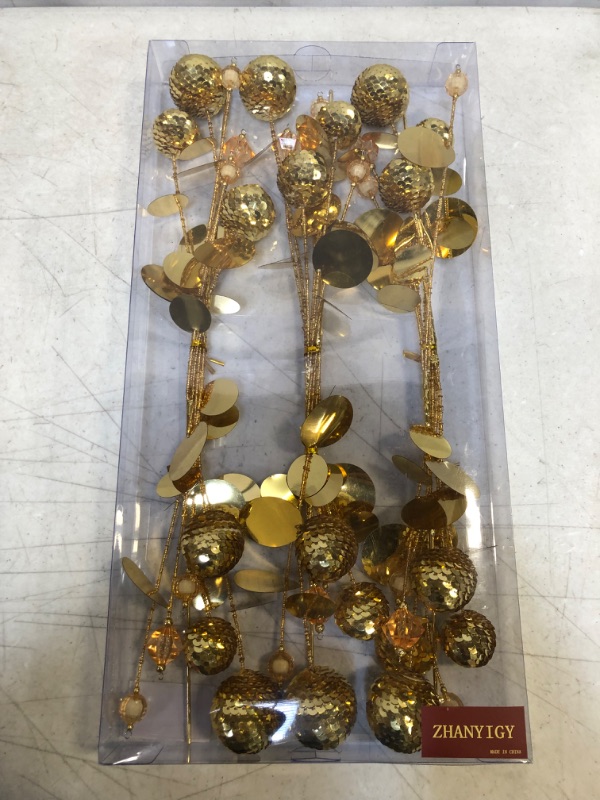 Photo 2 of 17”Gold Christmas Picks, Christmas Tree Decorations Beads Sequin Ball Pick, Christmas Picks for Trees Ornaments Christmastree Topper Star Home Vase Ornaments Office Party Decorations Gifts
