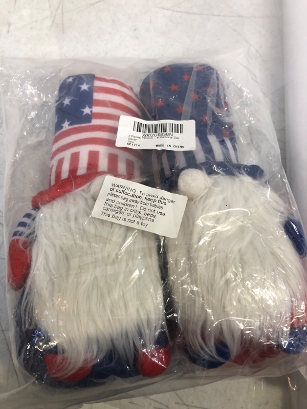 Photo 2 of  2 Pieces Patriotic Gnome Veterans Day American President Election Decoration Independence Day Tomte 4th of July Stars and Stripes Handmade Scandinavian Ornaments Memorial Day Decor