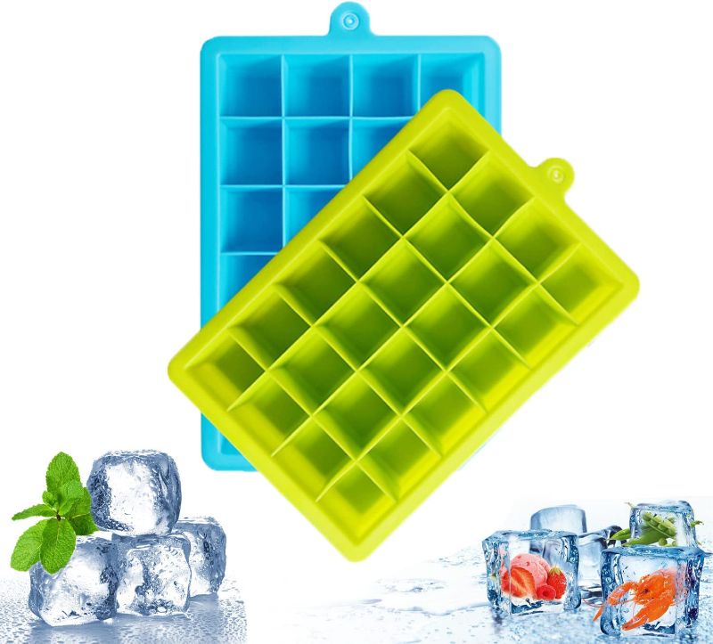 Photo 1 of  Ice Cube Trays 2 Pack?Food-grade Silicone Ice Cube Tray with Lid