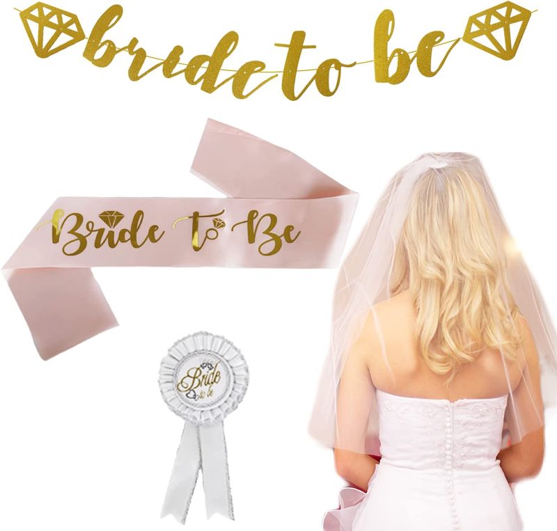 Photo 1 of Bride to Be Banner Gold Glitter Final Fiesta Bridal Shower Decorations with Badge and Sash for Bachelorette Party
- SEALED / UNOPENED 
