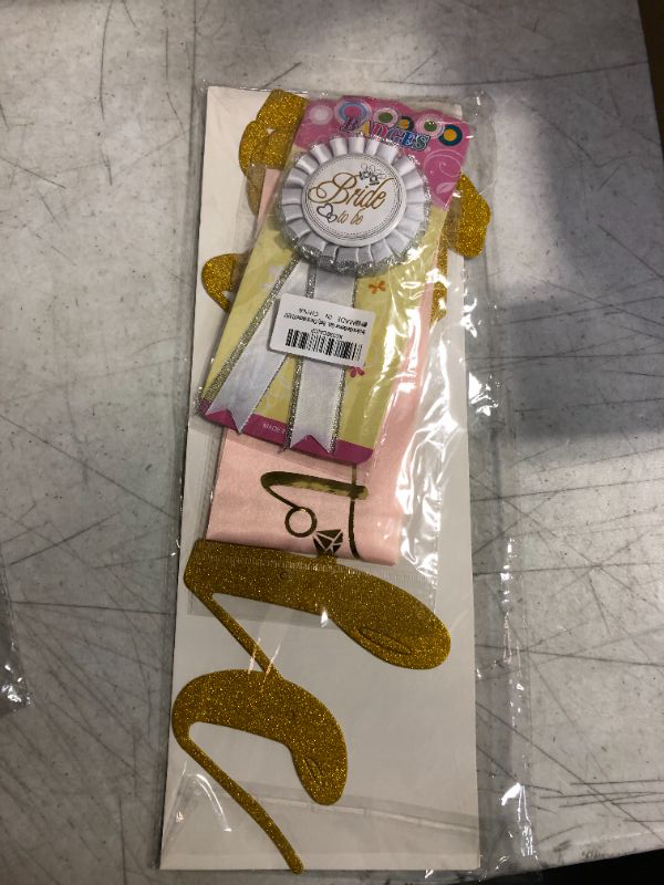 Photo 2 of Bride to Be Banner Gold Glitter Final Fiesta Bridal Shower Decorations with Badge and Sash for Bachelorette Party
- SEALED / UNOPENED 
