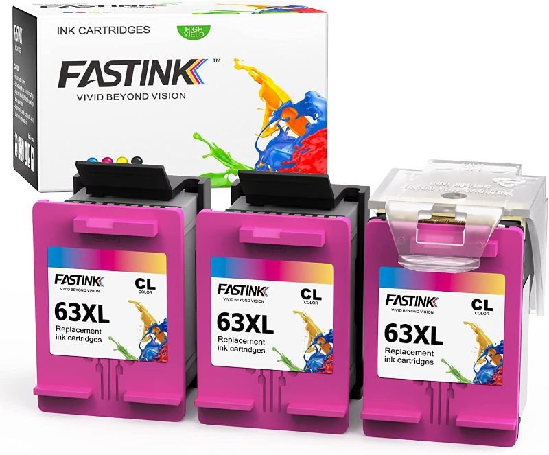 Photo 1 of FASTINK HP 63 Remanufactured Ink Cartridge Replacement for HP Ink 63 63xl Ink Catridges for Officejet 3830 4650 4652 4655 5255 5258 Envy 4520 4512 4516 Printer (1 Print Head + 3 Tri-Color)
