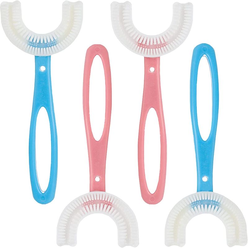 Photo 1 of 4PCK U Shape, 360° Manual Kid Toothbrush with Food Grade Soft Silicone Brush Head
