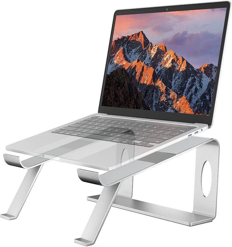 Photo 1 of Darktech Laptop Stand, Aluminum Computer Riser, Ergonomic Laptops Elevator for Desk,Detachable Metal Holder Compatible with Air, Pro, Dell, HP, Lenovo More 10 to 17 Inches Notebook Computer Silver
