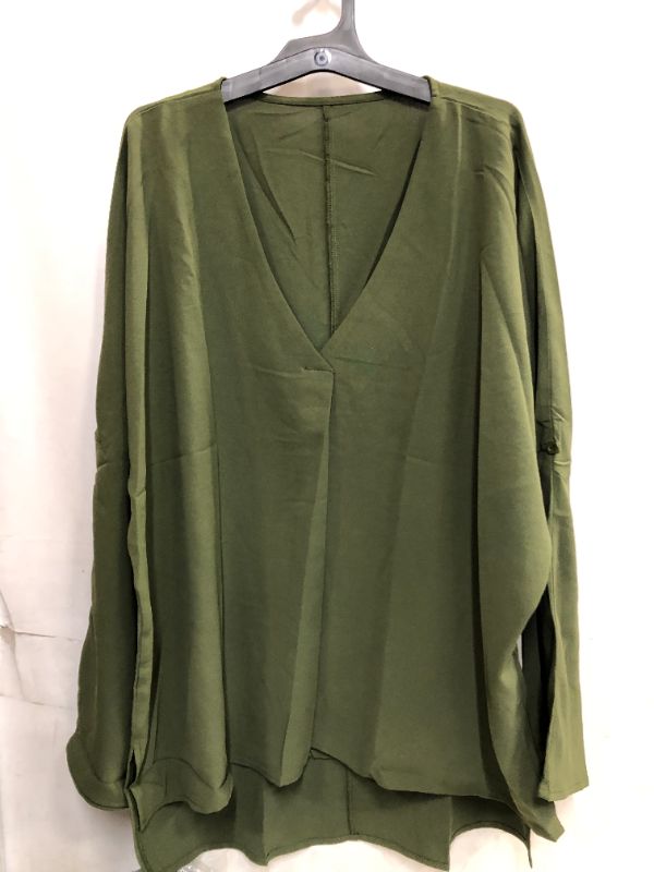 Photo 2 of  Womens Summer 3 4 Bell Sleeve/Short Sleeve V Neck GREEN XL
