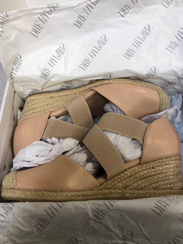 Photo 1 of DREAM PAIRS Womens Close Toe Espadrilles Dressy Platform Sandals Slip on Elastic Criss Cross Ankle Straps Wedges Sandals SIZE 7.5 Nude