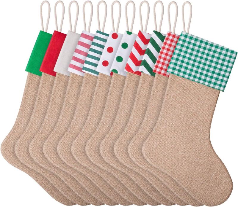 Photo 1 of 11 Packs Burlap Christmas Stockings
