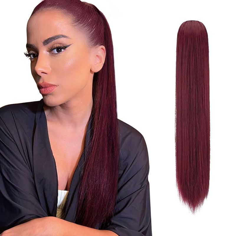 Photo 1 of  28inch Long Straight Hair Extensions Ponytail Synthetic Clip in Ponytail Hairpiece
