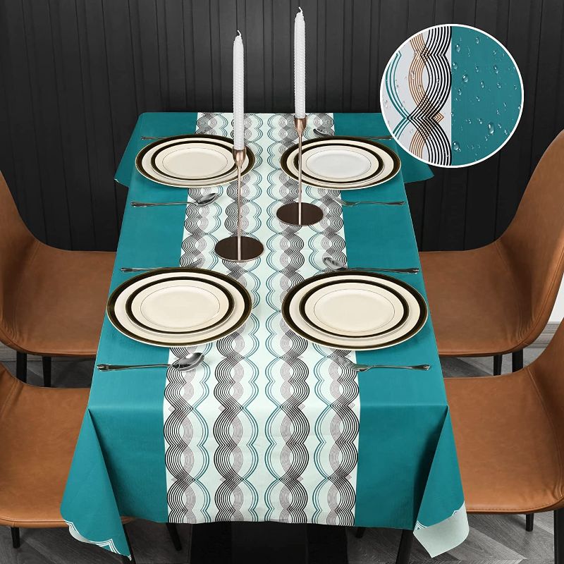 Photo 1 of 100% Waterproof Vinyl, Oil-Proof Spill-Proof PVC Rectangle Tablecloth